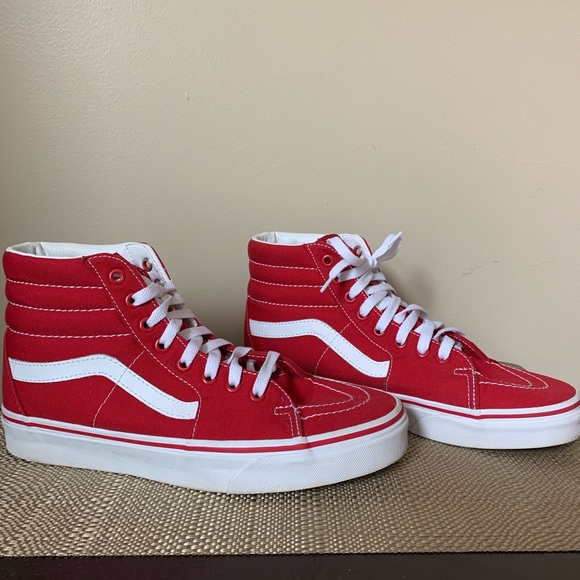 vans red high tops womens